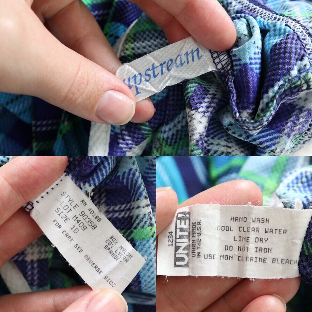 Vintage 1990s Upstream Size 10 Women's One Piece Swimsuit Plaid Print - Picture 3 of 9